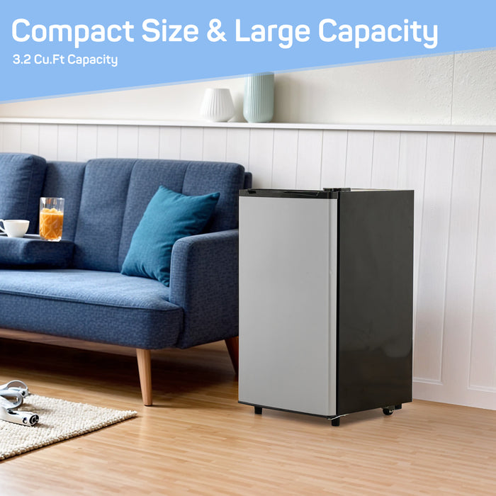 Bigleap Mini Fridge for Bedroom 3.2 Cu.Ft Small Refrigerator with Freezer for Dorm Office,Silver