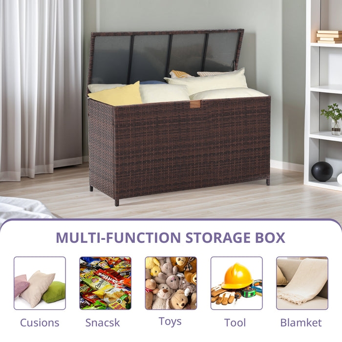 Outdoor Storage Box 125 Gallon Large Deck Boxes Waterproof Wicker Patio Bin for Toy Pool Garden Cushion