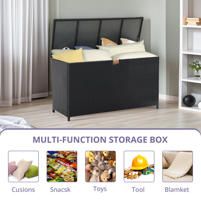 Outdoor Storage Box 125 Gallon Large Deck Boxes Waterproof Wicker Patio Bin for Toy Pool Garden Cushion