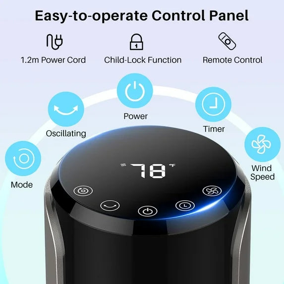 Sybels 35” Tower Fan with Remote, 5 Speed Settings, 4 Modes, 60° Wide Oscillation, 12-Hour Timer, Child Lock, Quiet Portable Cooling Fan for Bedroom, Office, Desk