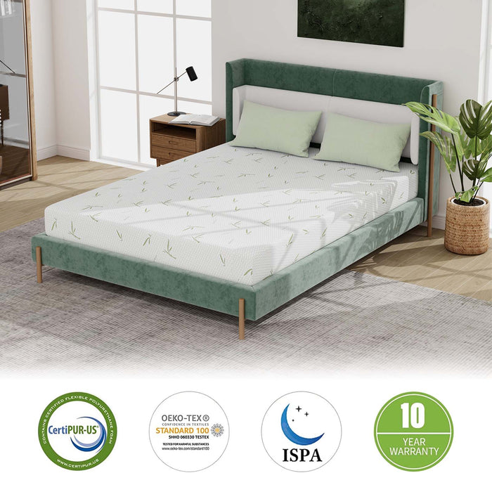 6'' Twin Size Memory Foam Mattress with Bamboo Pattern Cover Breathable Bed Mattress in a Box