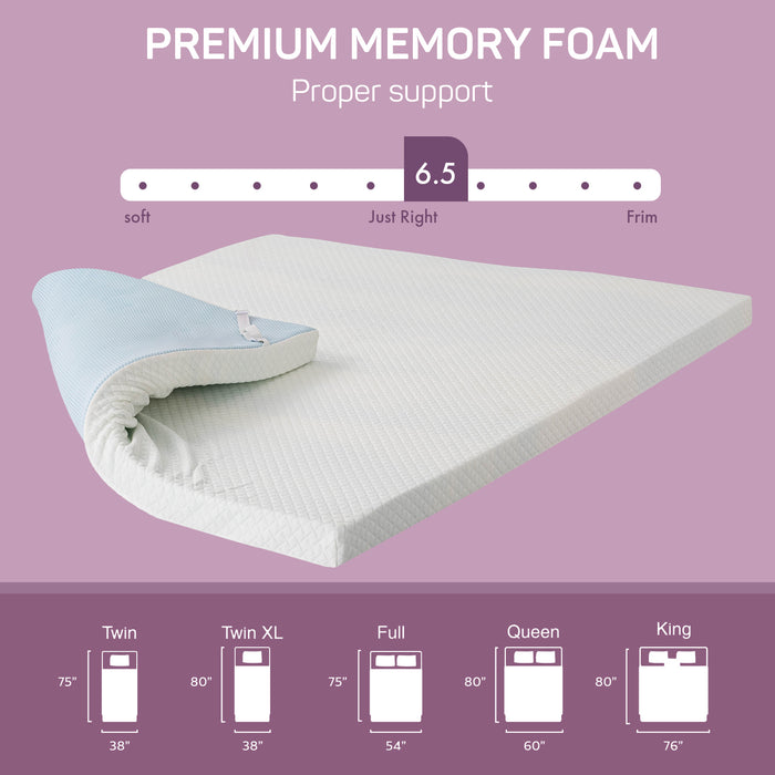 SIMENMAX 2 Inch Twin Memory Foam Mattress Topper, Bed Topper with Mattress Cover, Gel Bed Mattress Pad for Back Pain
