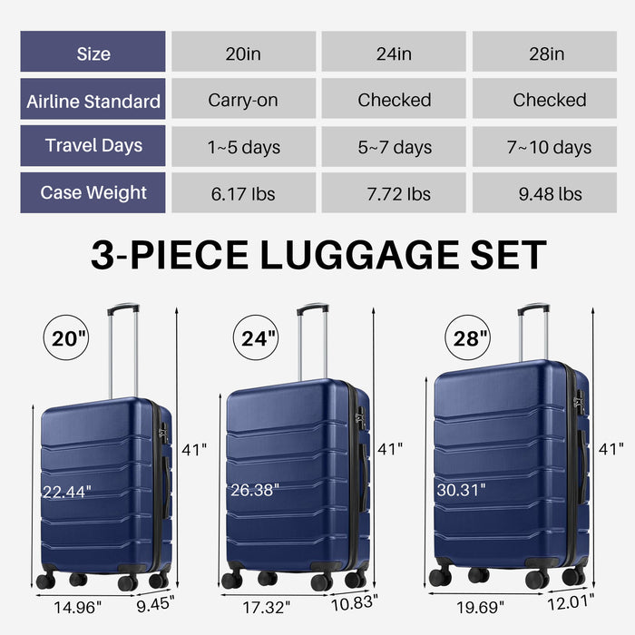 Bigleap Carry-On Luggage, 28 inch Hard Shell Rolling Suitcase for Travel Expandable Lightweight with Spinner Wheels TSA Lock