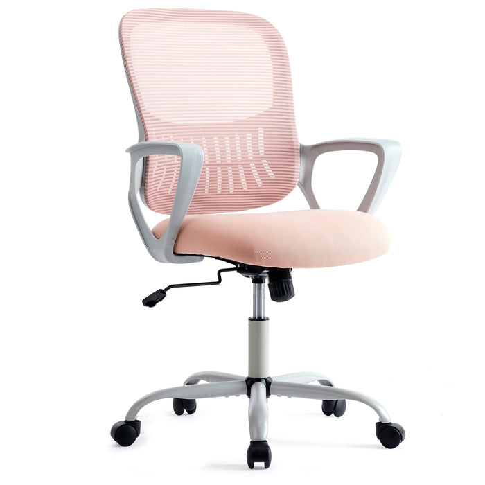 TINKLE WELL TINKLE WELL Ergonomic Office Home Desk Mesh Fixed Armrest-Pink