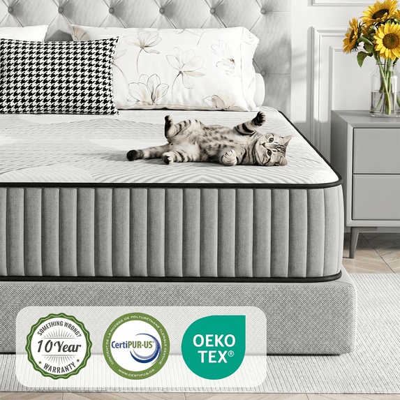 Beddle Mattress bed in a box, Beddle 12" Hybrid Memory foam Mattress, Medium Firm