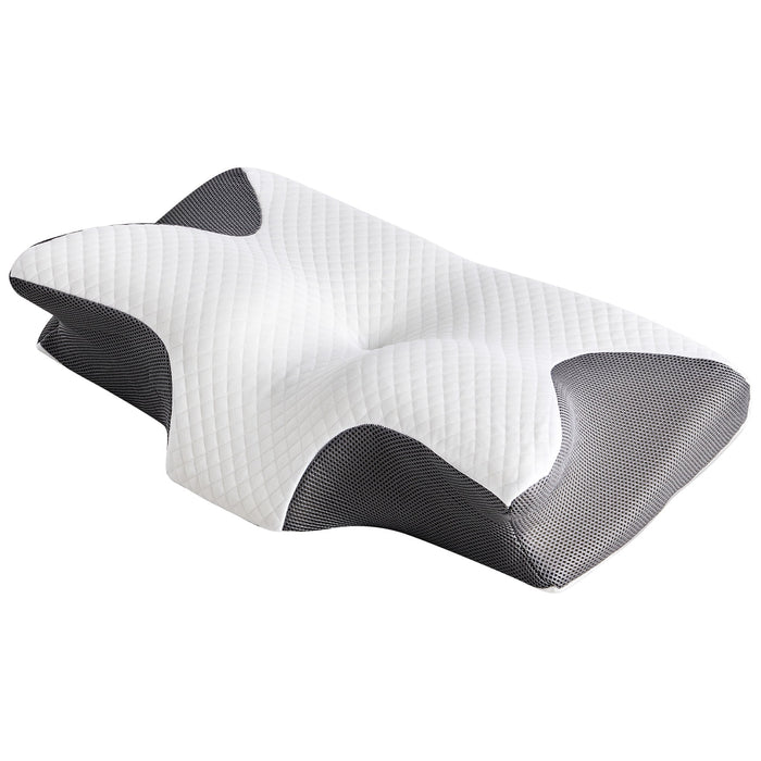 Betcozy 4.5" Height Neck pillow, Ergonomic Memory Foam Bed Pillow for Necks' and Shoulders' Pain Relieve, for Side, Back, Or Stomach Sleepers, Gray