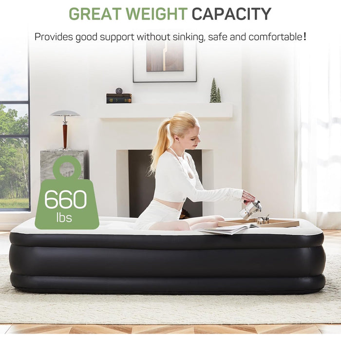 Beddle Air Mattress with Built-in Pump, Inflatable Bed for Camping & Guests, Indoor Airbed
