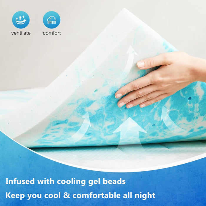 Beddle Cooling Gel Memory Foam Mattress Topper,CertiPUR-US Certified