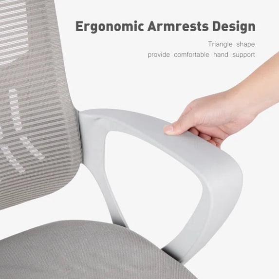 Ergonomic Mid-Back Mesh Office Chair with Lumbar Support, Swivel Rolling Desk Chair with Armrests and Wheels for Home and Study Use