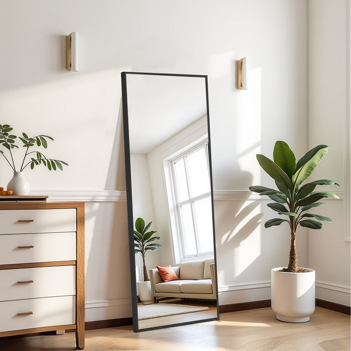 Blorly 56"x21" Full Length Mirror Standing Rectangle Floor Mirrors Body Dressing Wall-Mounted Mirror, Black