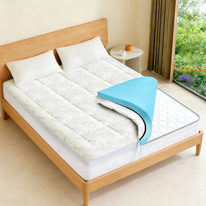 Nextay Dual-Layer Mattress Topper Gel Memory Foam Pressure Relief with Removable Soft Cover for Bedroom, RV, Camper, King Size