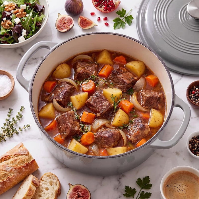 Nextay 6-Quart Enameled Cast Iron Dutch Oven ¨C Heavy-Duty Round Pot with Lid, Gray