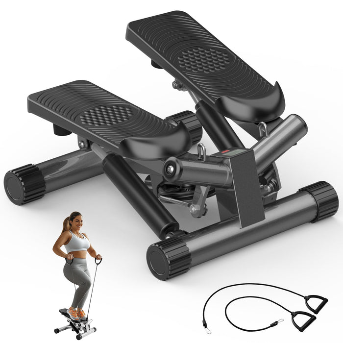 Blorly Mini Steppers, Stair Steeper with Resistance Bands for Exercise, Portable Stair Steppers with Low Noise, 300 lbs Weight Capacity, Black