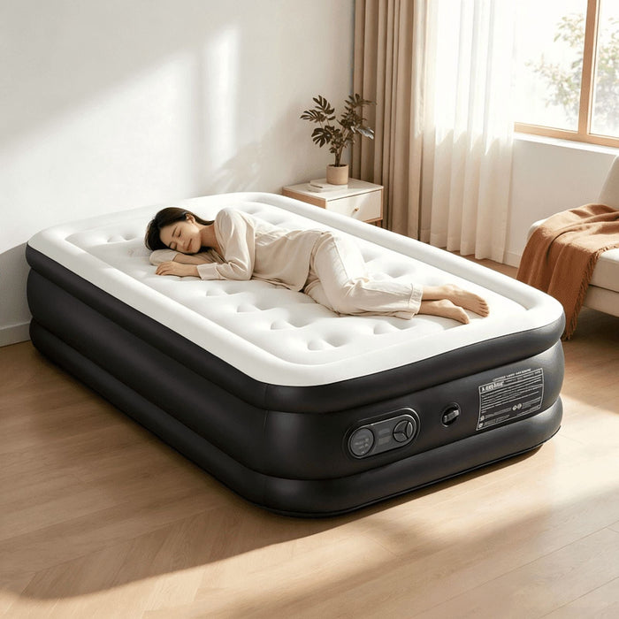 Taoset Twin 16" Air Mattress with Built-in Pump – Portable, Leak-Proof, and Elevated Design, Great for Backcountry Trips or Spare-Room Stays
