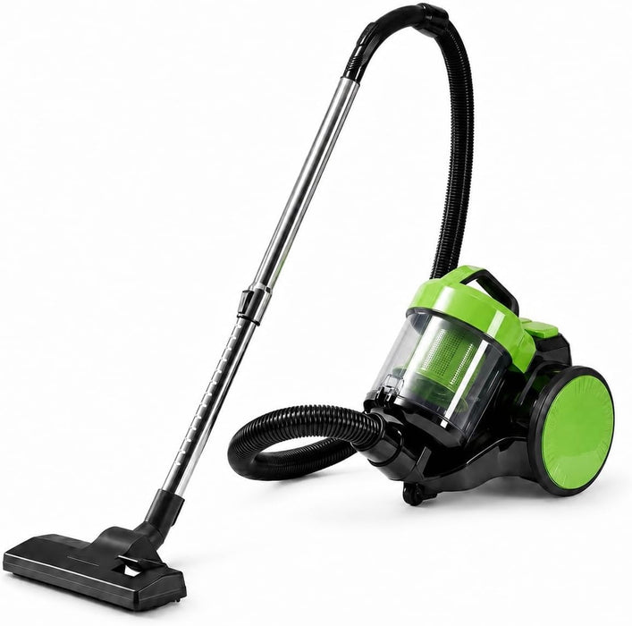 Simenmax Lightweight Vacuum Cleaner, 16KPa Strong Suction, Bagless with HEPA Filter, Canister Vacuum for Hardwood Floors and Carpets, Black Green