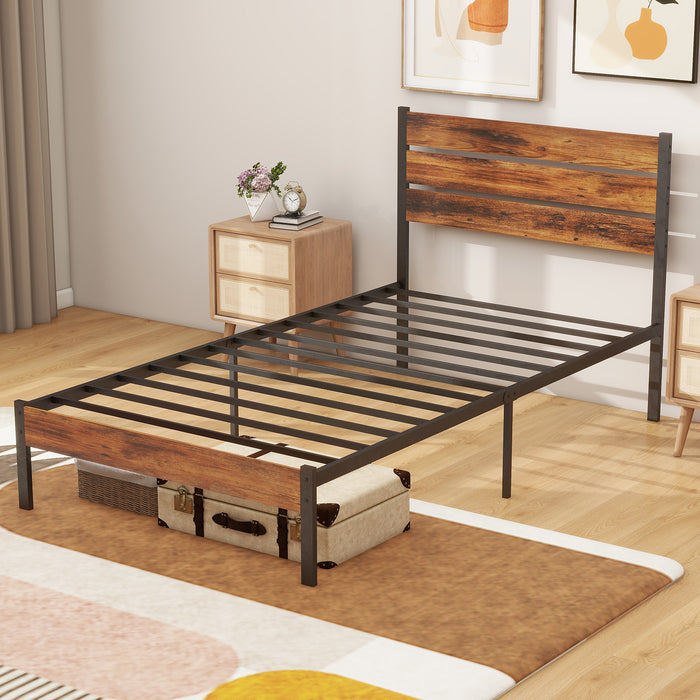 Bigleap Twin Size Metal Platform Bed Frame, No Box Spring Needed with 700LBS Sturdy Wooden Slats Support, Noise Free