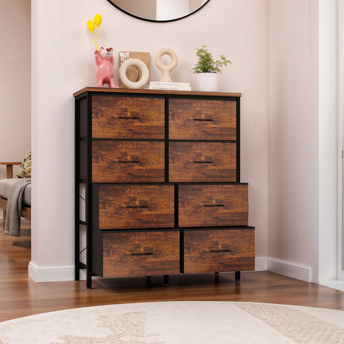 Blorly 8 Drawers Fabric Dresser, Nightstand With Wide Chest Of Drawers,Storage Tower Storage Dresser Closet For Living Room, Bedroom, Hallway