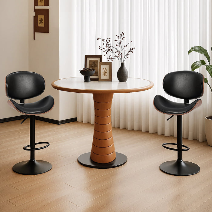 Betcozy 2 PCS Mid‑Century Bar Stool, Bar Chair with Curved Bent Wood Backrest, Metal Base, 330 Lbs Capacity for Home Bar Kitchen Island, Black