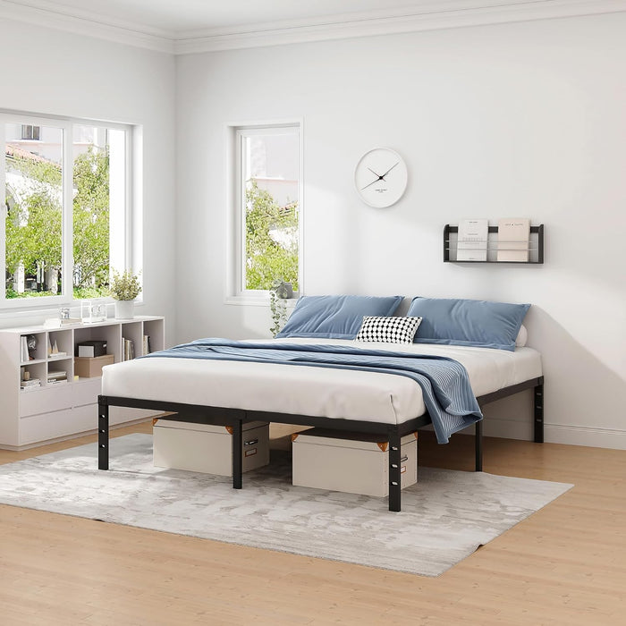 Bigleap Full Size Metal Platform Bed Frame,No headboard No noise/Easy Installation/More Storage Space,Black,14 inch High