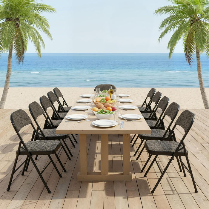 Simenmax 2-Pack Folding Chairs with Padded Seat & Back – Stackable, Indoor Outdoor Chairs for Wedding, Office, Party, Patio,Black Gray