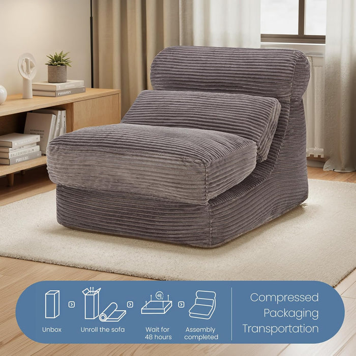 Simenmax 84" Convertible Sofa Bed, 3-in-1 Foldable Futon Sleeper with Back Support, Modern Floor Chair for Small Spaces, Office, Apartment, Gray