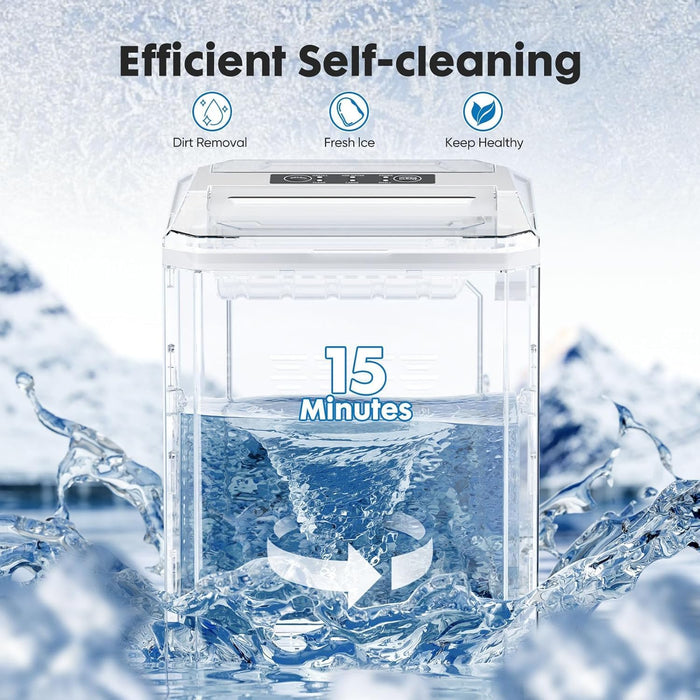 Simenmax Ice Maker, Portable Countertop Icemaker Machine, Self Cleaning Quiet 2 Sizes Bullet Cubes Makers, 9 Cubes in 6 Mins,Black