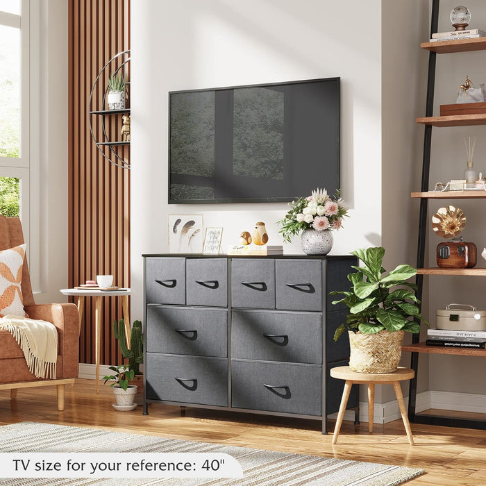 Bigleap 8-Drawer Wide Dresser for Bedroom, Large Fabric Storage Tower for Living Room, Closet & Entryway Organization,Gray