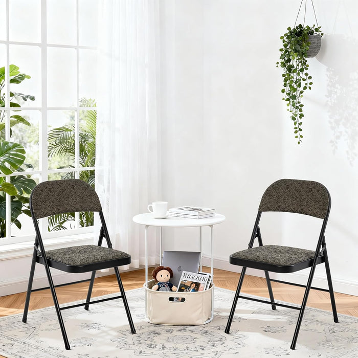 Simenmax 4-Pack Folding Chairs with Padded Seat & Back – Stackable, Indoor Outdoor Chairs for Wedding, Office, Party, Patio,Black Gray