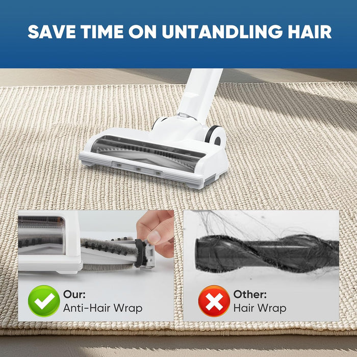 Simenmax Cordless Stick Vacuum Cleaners for Home Rechargeable Lightweight for Hard Floor and Pet Hair Removal, Handheld Carpet Sweeper, White