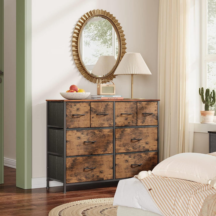 Bigleap 8-Drawer Wide Dresser for Bedroom, Large Fabric Storage Tower for Living Room, Closet & Entryway Organization,Brown