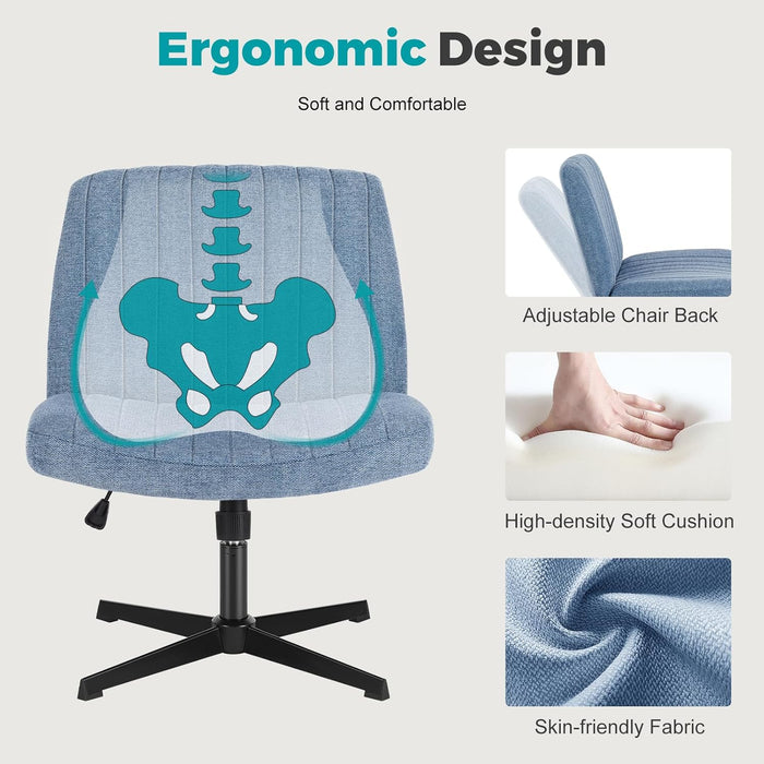 Simenmax Home Office Desk Chair, Mid-Century Inspired Adjustable Swivel Comfy Upholstered,Blue
