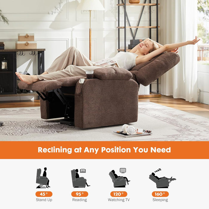 Bigleap Recliner Chair with Massage and Heating, Home Theater Seating with Lumbar Support, Adjustable Electric Power Lift Chairs, Grey