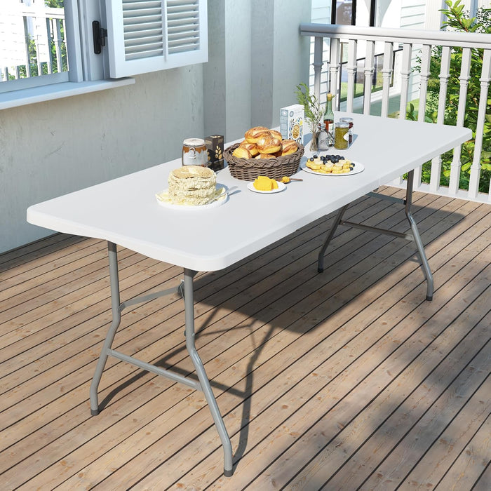 Simenmax 6ft Heavy Duty Folding Table - Portable Outdoor Indoor Plastic Desk for Camping, Picnic & PartiesSimenmax 6ft Heavy Duty Folding Table - Portable Outdoor Indoor Plastic Desk for Camping, Picnic & Parties