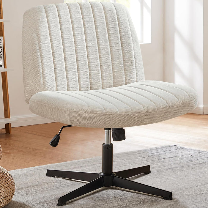 Simenmax Home Office Desk Chair, Mid-Century Inspired Adjustable Swivel Comfy Upholstered,Beige