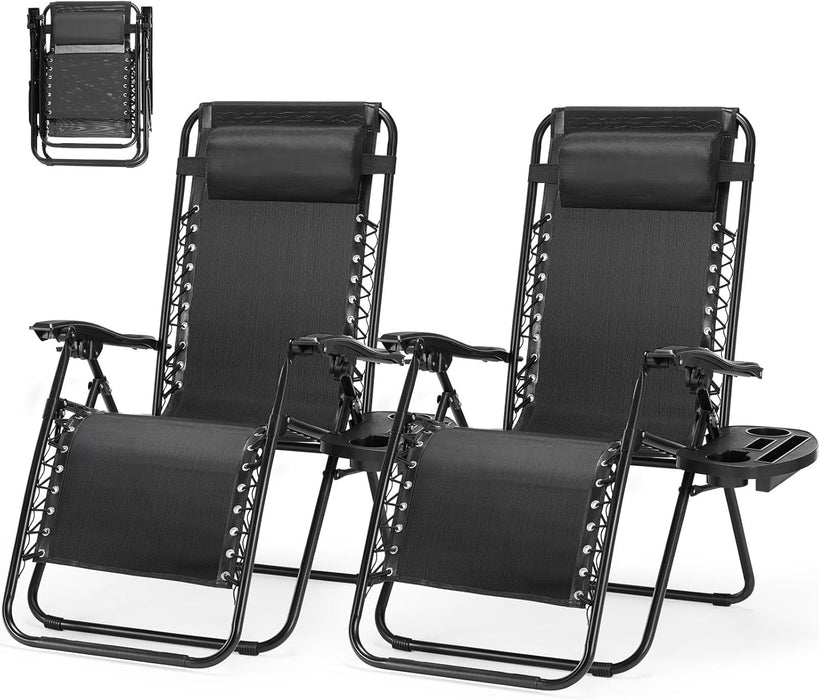 Simenmax 2PCS Zero Gravity Chair, Reclining Lounge Chair, 440LBS Capacity Portable Folding Recliner for Indoor Outdoor, Patio, Camping, Beach, Pool, Garden