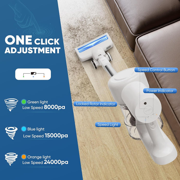 Simenmax Cordless Stick Vacuum Cleaners for Home Rechargeable Lightweight for Hard Floor and Pet Hair Removal, Handheld Carpet Sweeper, White