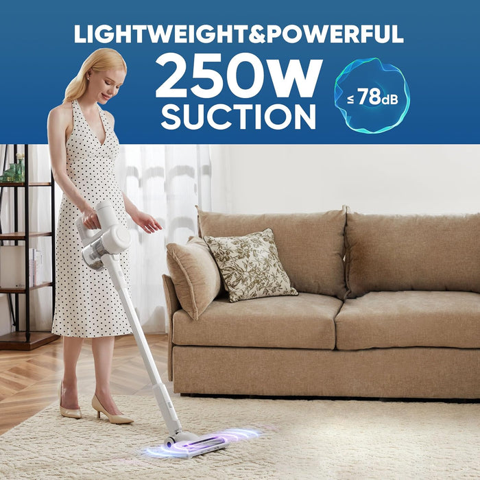 Simenmax Cordless Stick Vacuum Cleaners for Home Rechargeable Lightweight for Hard Floor and Pet Hair Removal, Handheld Carpet Sweeper, White