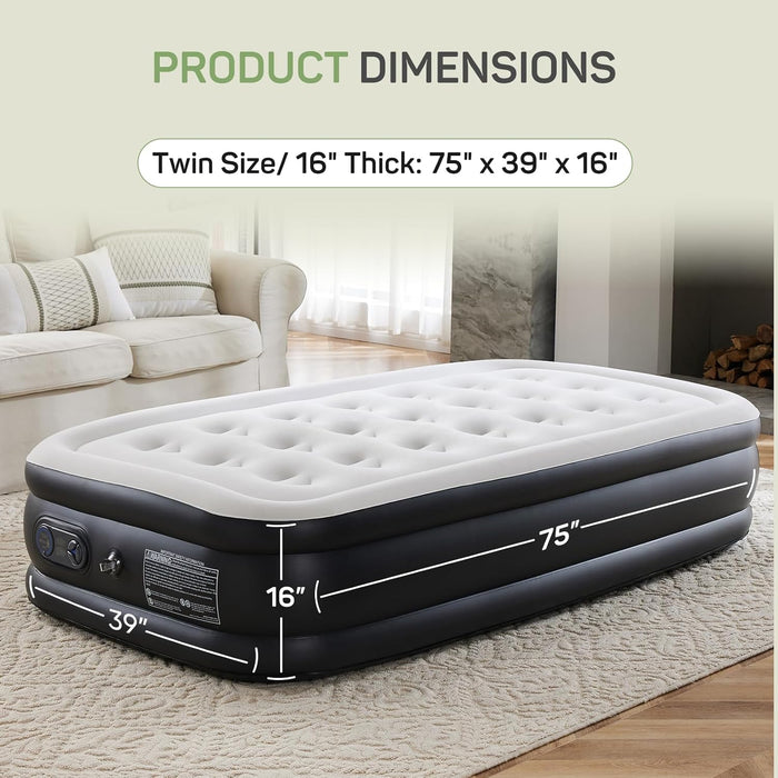 Bigleap Air Mattress Twin with Built in Pump, 18-Inch Raised Inflatable Blow up Camping Bed