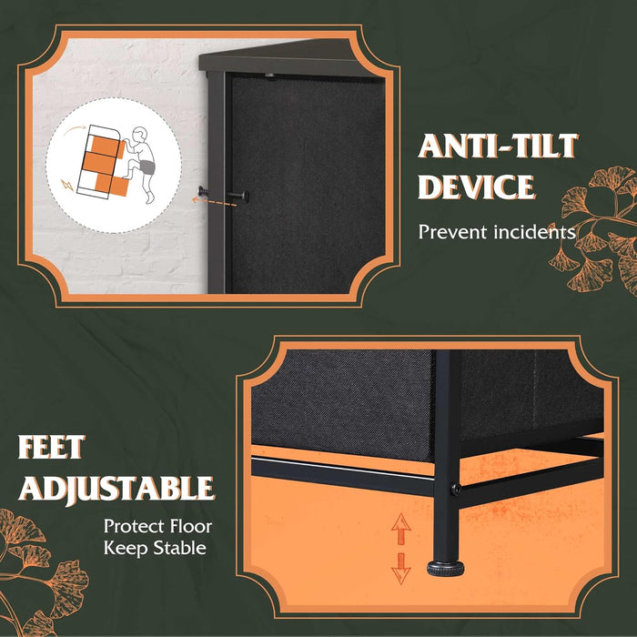 Bigleap 8-Drawer Wide Dresser for Bedroom, Large Fabric Storage Tower for Living Room, Closet & Entryway Organization,Black