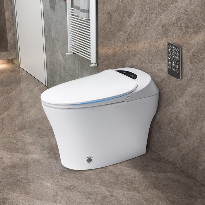 6292-Smart Toilet with Automatic Open/Close Lid and Built-in Bidet Seat, Heated Seat, Foot Sensor, Digital Display, Remote Control, LED Nightlight