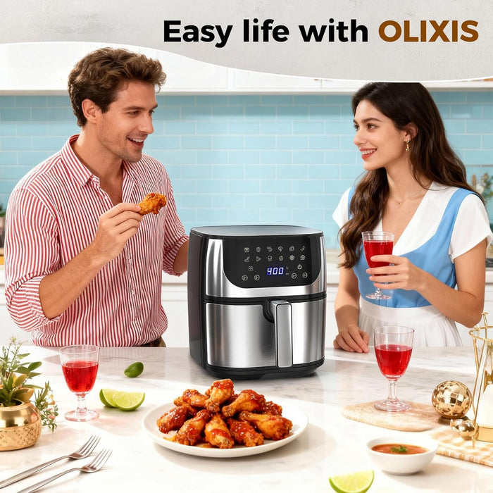 Simenmax 8.5Qt Air Fryer, 12-In-1 Large Air Fryer for Family, 400°F Rapid Air Crispy Technology, Roast Bake Dehydrate Reheat, 1800W