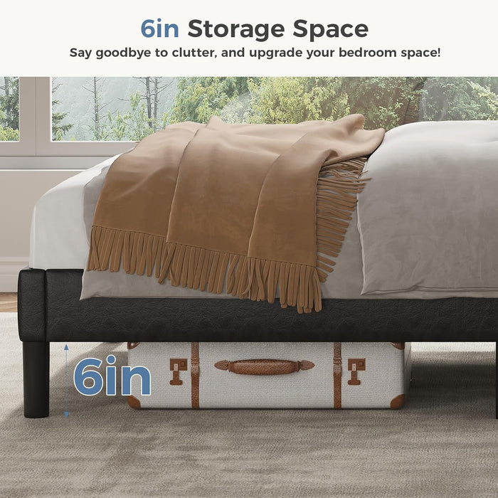 Bed Frames with Headboard, Fabric Upholstered Platform Bed with Wood Slats 500 lbs Support , Noise Free, No Box Spring Needed