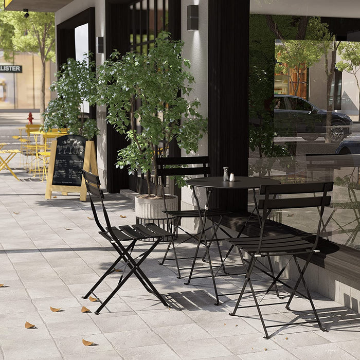 Bigleap Patio 3-Piece Bistro Set Folding Outdoor Furniture Sets with Premium Steel Frame Portable Design for Bistro & Balcony,Black