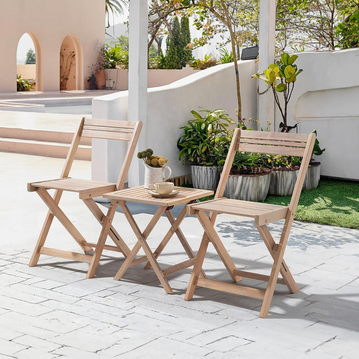 Simenmax Patio Furniture Set 3 Piece Bistro, Outdoor Bistro Patio Set Folding Patio Chairs and Square Table for Balcony, Porch, Garden