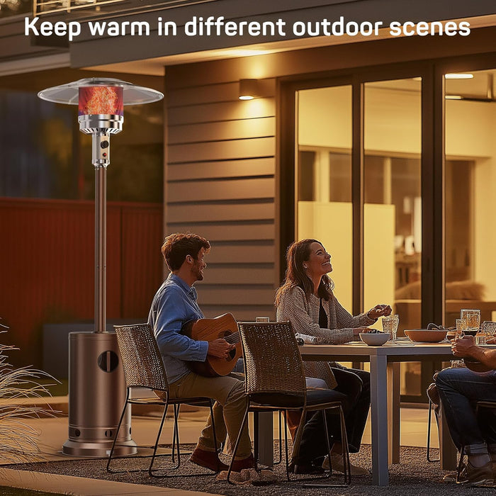 Bigleap Propane Heater, 48,000 BTU Outdoor Heaters for Patio with Auto-off Safety Protection System, Double-Layer Stainless Steel with Wheels for Backyard, Deck, Garden, Porch