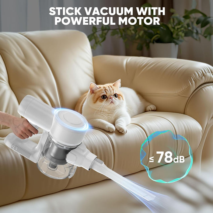 Simenmax Cordless Stick Vacuum Cleaners for Home Rechargeable Lightweight for Hard Floor and Pet Hair Removal, Handheld Carpet Sweeper, White