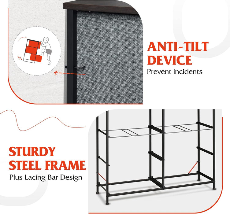 Bigleap 8-Drawer Wide Dresser for Bedroom, Large Fabric Storage Tower for Living Room, Closet & Entryway Organization,Gray