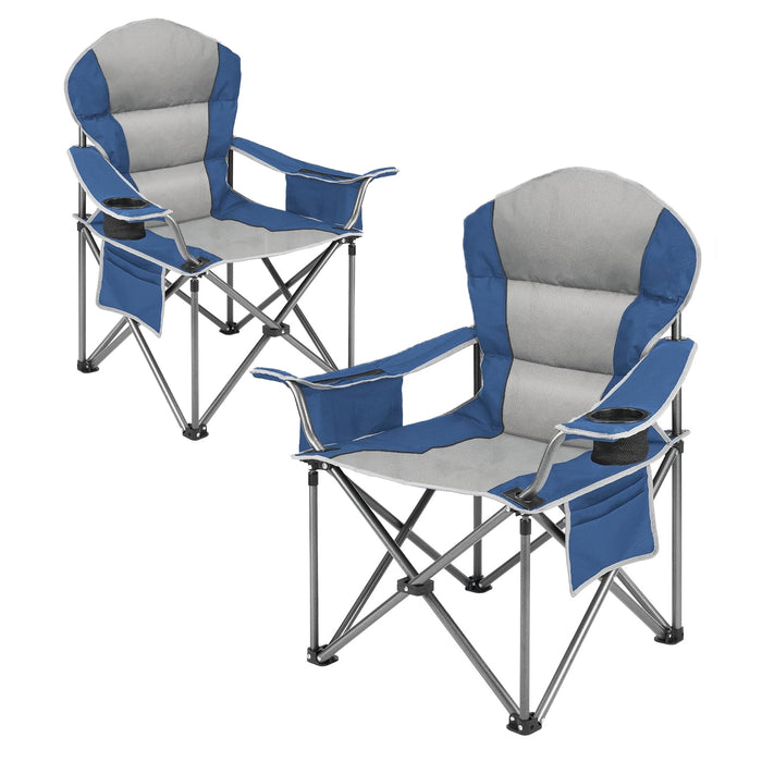 Betcozy Oversized Folding Camping Chair- 500 lbs Heavy-Duty Support , Ultra-Comfortable Design for Adults, Includes Cooler Bag for Outdoor Lawn, Sports & Travel, Blue, 2 PCS