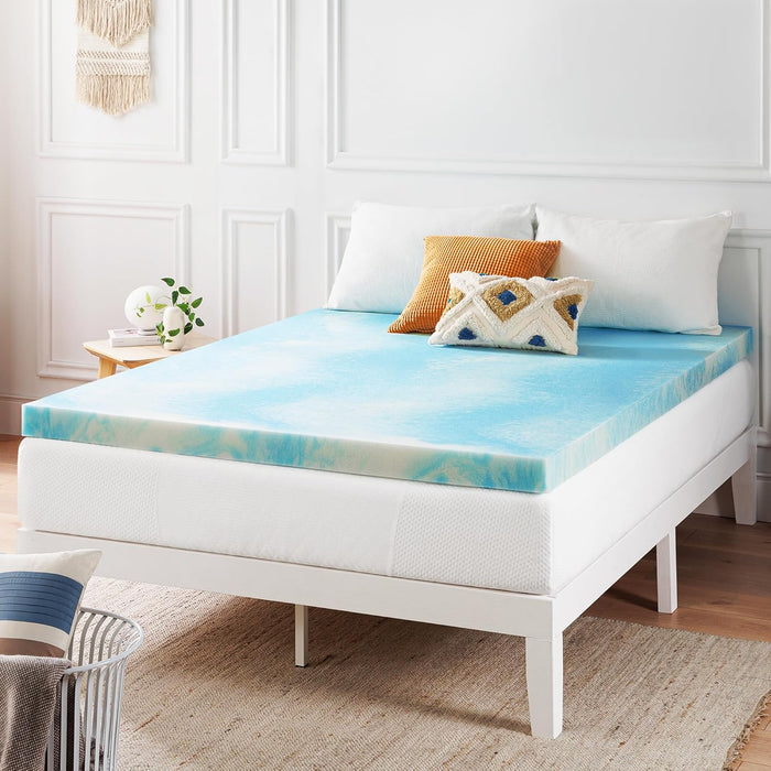 Simenmax 3 Inch Twin Memory Foam Mattress Topper, Gel Infused Mattress Pad Ventilated Bed Topper, CertiPUR-US Certified, Blue
