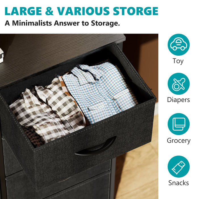 Bigleap 8 Drawer Dresser, Fabric Storage Tower Organizer with Wood Top and Steel Frame for Bedroom, Closet, Hallway, Entryway,Black